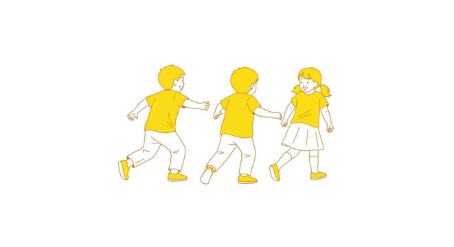 Children Holding Hands in Line.