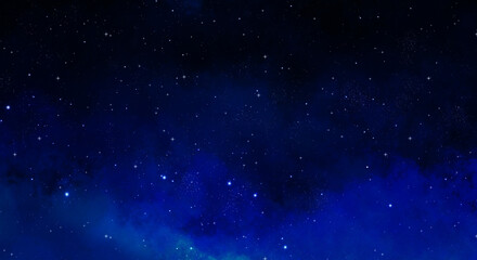 Deep Blue Galaxy Starfield Background with Glowing Stars and Clouds  © Mikky