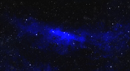 Deep Blue Galaxy Starfield Background with Glowing Stars and Cosmic Nebula Space Texture © Mikky