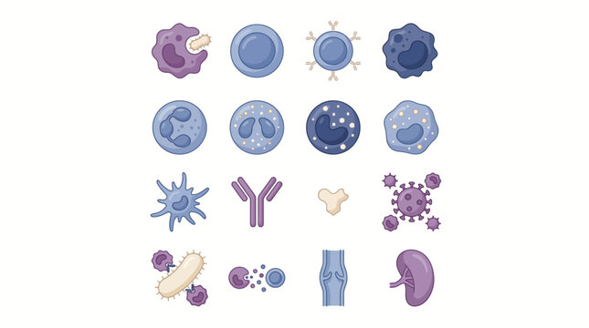 Colorful Abstract Vector Illustration of Immune System Cells on a Modern Digital Art Background
