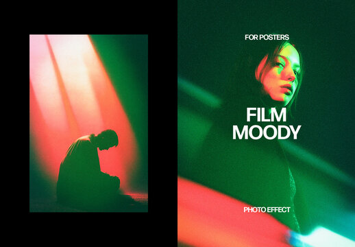 Moody Film Photo Effect &ndash; Green Tint for Poster & Social Media (PSD)