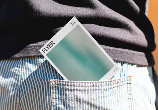 Paper Flyer Mockup &ndash; in Jeans Pocket Branding Stationery Presentation (PSD)
