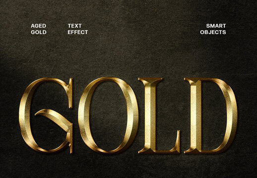 Aged Gold Text Effect &ndash; Metal Typography for Logo, Poster & Branding (PSD)