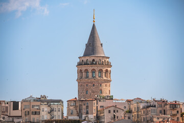 Naklejka premium Daylight view with Galata Tower and the Bosphorus in Istanbul Turkey