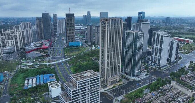 Aerial view of landscape in Chengdu city, China