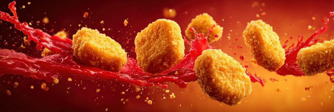 Colorful Bubbles with Red Liquid in Motion