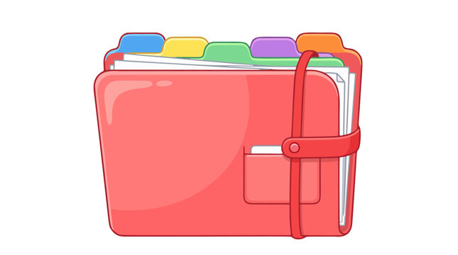 Colorful File Folder Organizer Cute Cartoon Vector Illustration