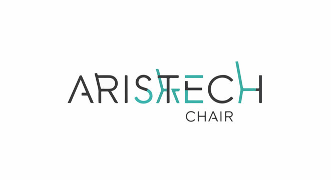 Modern text logo for a chair company, combining typography with a subtle chair silhouette