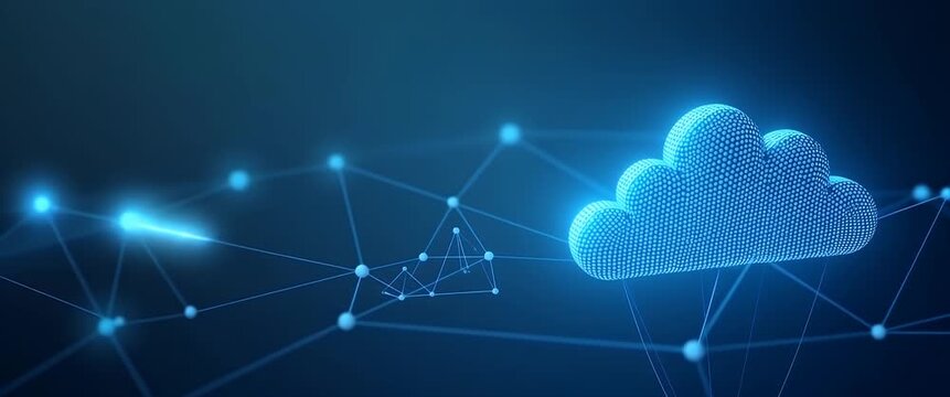 Implementing innovative cloud networking solutions to enable efficient data transfer and secure high speed connectivity across global enterprise systems. in  Photo Stock  Concept  and empty space on t