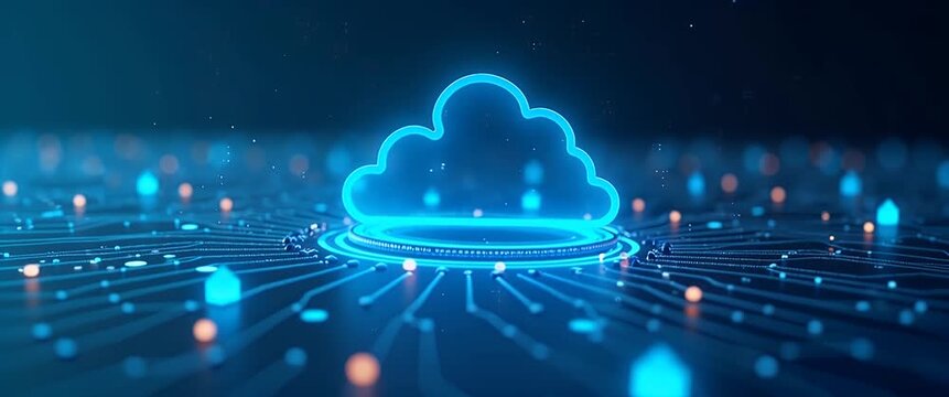 Modern visual depicting cloud computing future trends with dynamic digital analytics and evolving network architectures that forecast enterprise technology advancements in  Photo Stock  Concept  and e