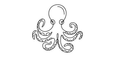 Simple line art octopus with swirling tentacles, vector illustration Vector, illustration © Shreemoti