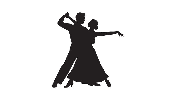 ballroom dancers silhouette against white background