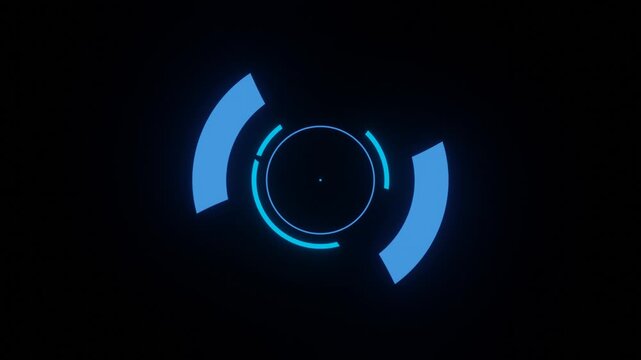 Blue glowing target crosshair with rotating circular rings loop animation