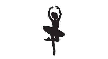 ballerina silhouette in dancing pose against a white background © MdMosharef