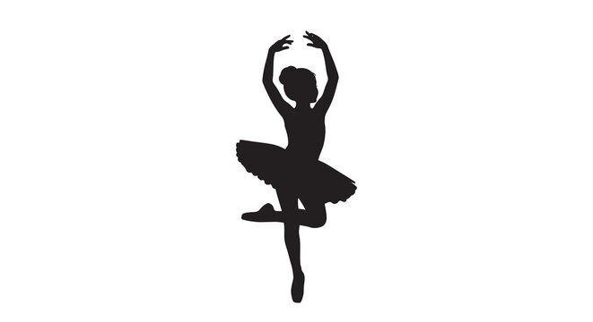 ballerina silhouette in dancing pose against a white background