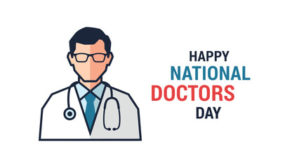 Fototapeta premium Male Doctor Vector Illustration with Stethoscope and Glasses on White Background for Healthcare Marketing Design