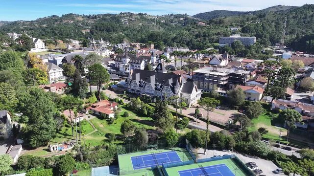 Winter Destination In Campos Do Jordao In Sao Paulo Brazil. Mantiqueira Mountain. Downtown Cityscape. European Architecture. Winter Destination In Campos Do Jordao In Sao Paulo Brazil. Tourism Travel.