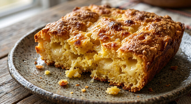 Hearty Golden Paraguayan Sopa Paraguaya Corn and Cheese Bread 8K Macro Food