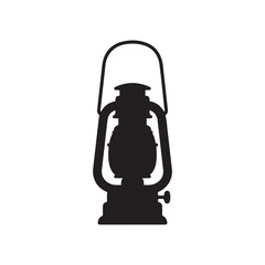 Lantern silhouette icon, old style oil lamp vector graphic isolated on white background. © MdEashad