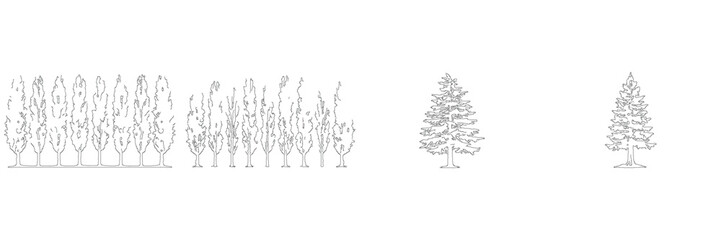 Poplars Tall Pines Architecture Drawing Lineart Sketch Vector Illustration Nature Landscape Graphic © AfsanaBinteSalam