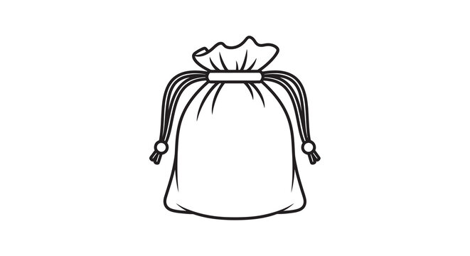 drawstring bag outline on a white background