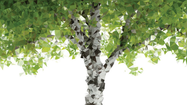 Forest Birch Dense 3D Lowpoly Polygonal Tree Vector Illustration Nature Landscape Graphic Element