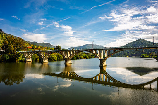 Modern Arch Bridge Reflected on the Douro River