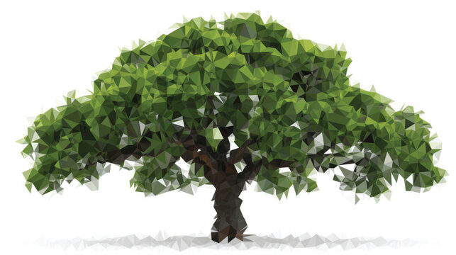 Grand Wide Spread Render Lowpoly Polygonal Tree Vector Illustration Nature Landscape Graphic Season