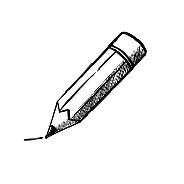 Hand-drawn Sketch of Pencil with Shading and Texture for Artistic Design