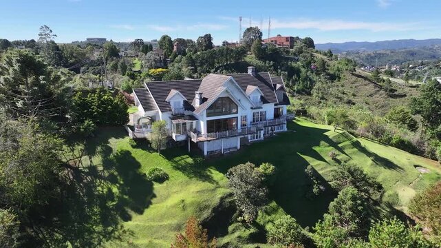 Luxury House In Campos Do Jordao In Sao Paulo Brazil. Mantiqueira Mountain. Downtown Cityscape. European Architecture. Luxury House In Campos Do Jordao In Sao Paulo Brazil. Tourism Travel.