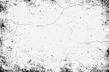 Fototapeta premium Grunge Overlay Texture, Old Dirty Concrete Background with Cracks and Scratches, Distressed Weathered Surface for Vintage Design, Black and White Gritty Grainy Effect, Vector Illustration Graphic.