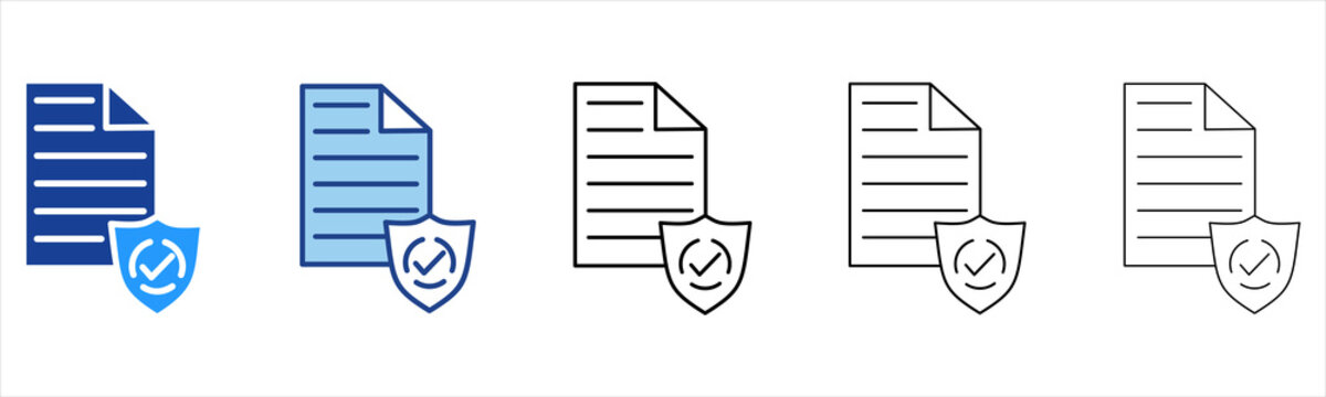 Document  Icon In Different Color And Outline Style 