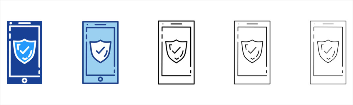 Smartphone  Icon In Different Color And Outline Style 