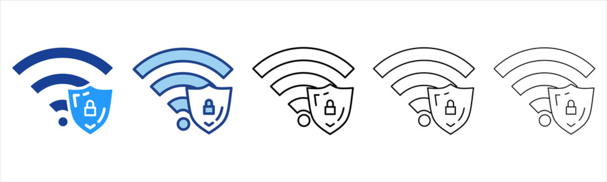 Wifi  Icon In Different Color And Outline Style 