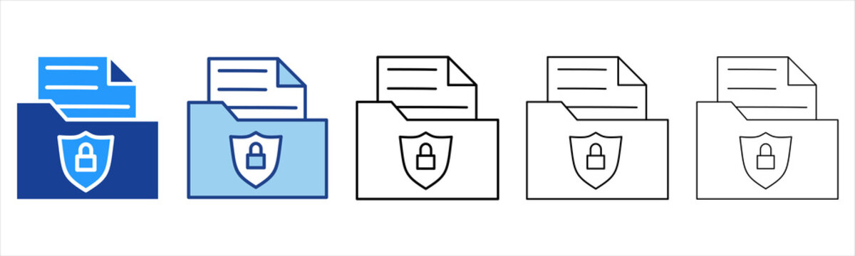 Folder  Icon In Different Color And Outline Style 