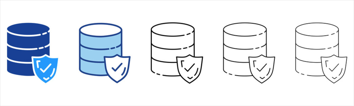 Database  Icon In Different Color And Outline Style 