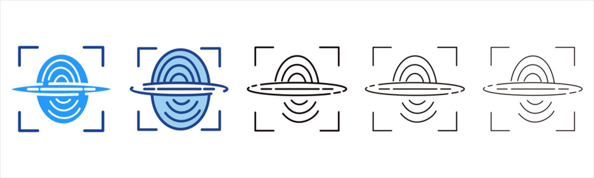 Fingerprint  Icon In Different Color And Outline Style 