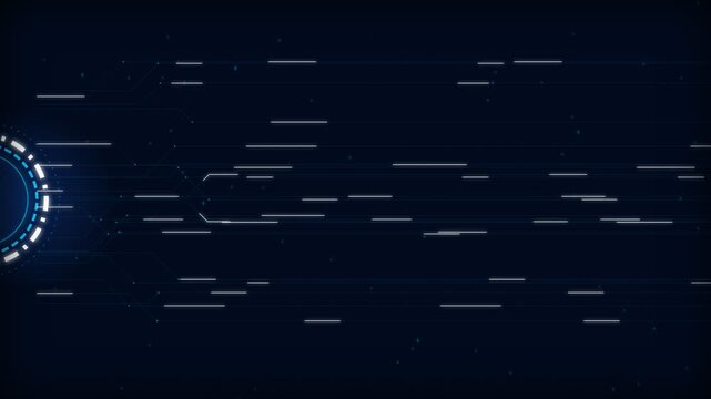 Futuristic Digital Interface with Glowing Blue Elements and Data Streams.
