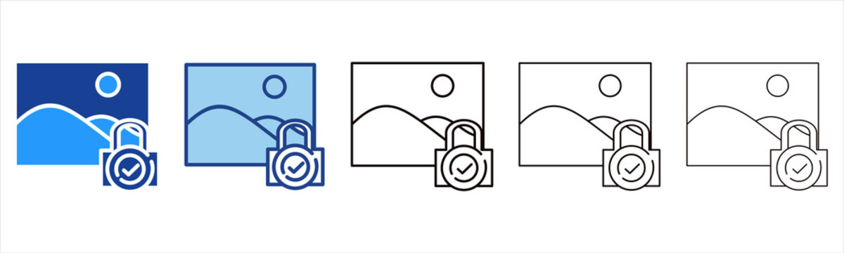 Photo  Icon In Different Color And Outline Style 