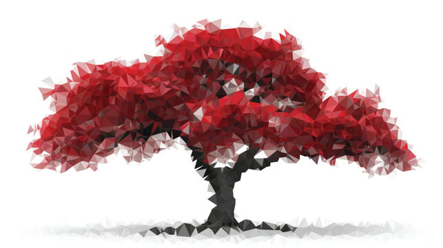 Maple Vibrant Bright Render Lowpoly Polygonal Tree Vector Illustration Nature Landscape Graphic Season