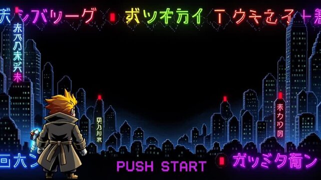 Cyberpunk Start Screen Frame Overlay - Neon City