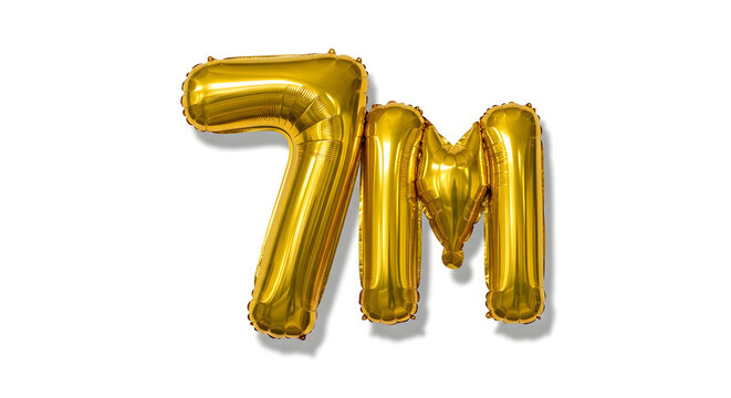Golden foil number seven mm balloon decoration