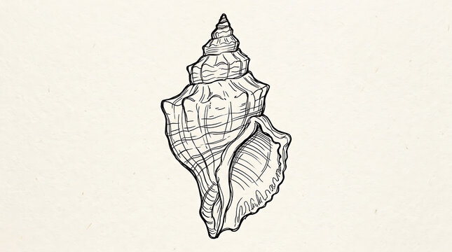 Hand drawn seashell outline illustration on transparent background high quality professional detailed