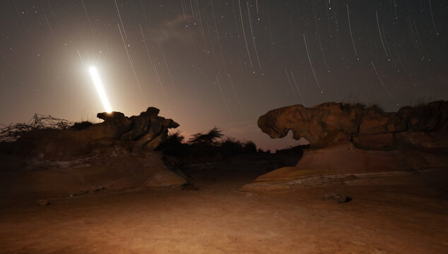 moontrail with startrails
