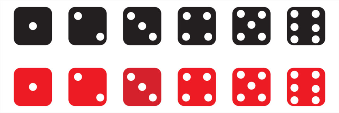 Set of dice with six cube faces.Vector illustration.