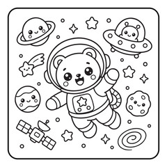 Fototapeta premium Cute Space Coloring Book Pages for Kids