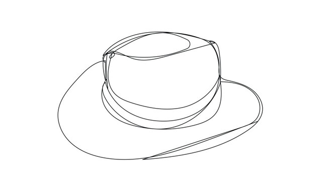 Continuous line cowboy hat illustration. Minimal western fashion design.