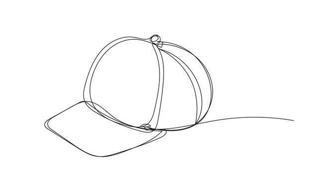Continuous line baseball cap illustration. Minimal fashion accessory design.