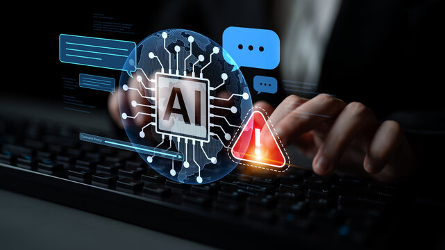 AI interface showing prompt error warning and system alert. AI prompt failure can lead to incorrect output or hallucination. Managing AI prompt error is crucial in safe AI deployment. Spline