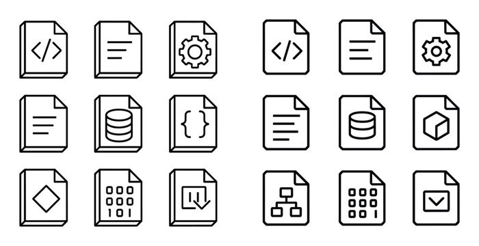 Document icons with code gear database outline